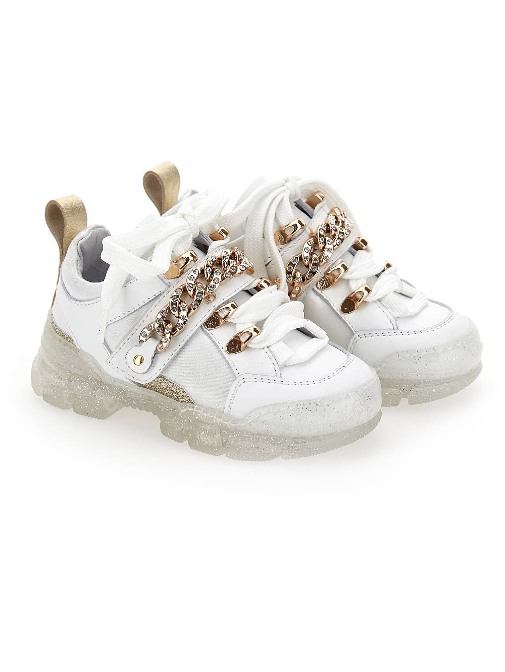 Monnalisa Chunky raso pelle con catena strass Consegna Veloce