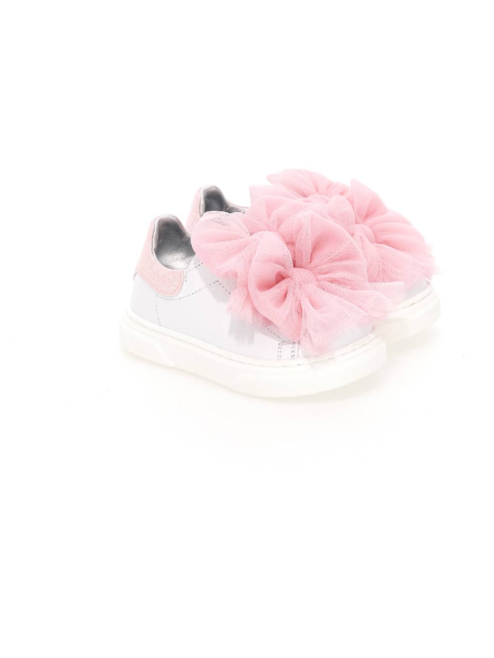 Monnalisa Sneakers pelle con fiocchi tulle Sconto