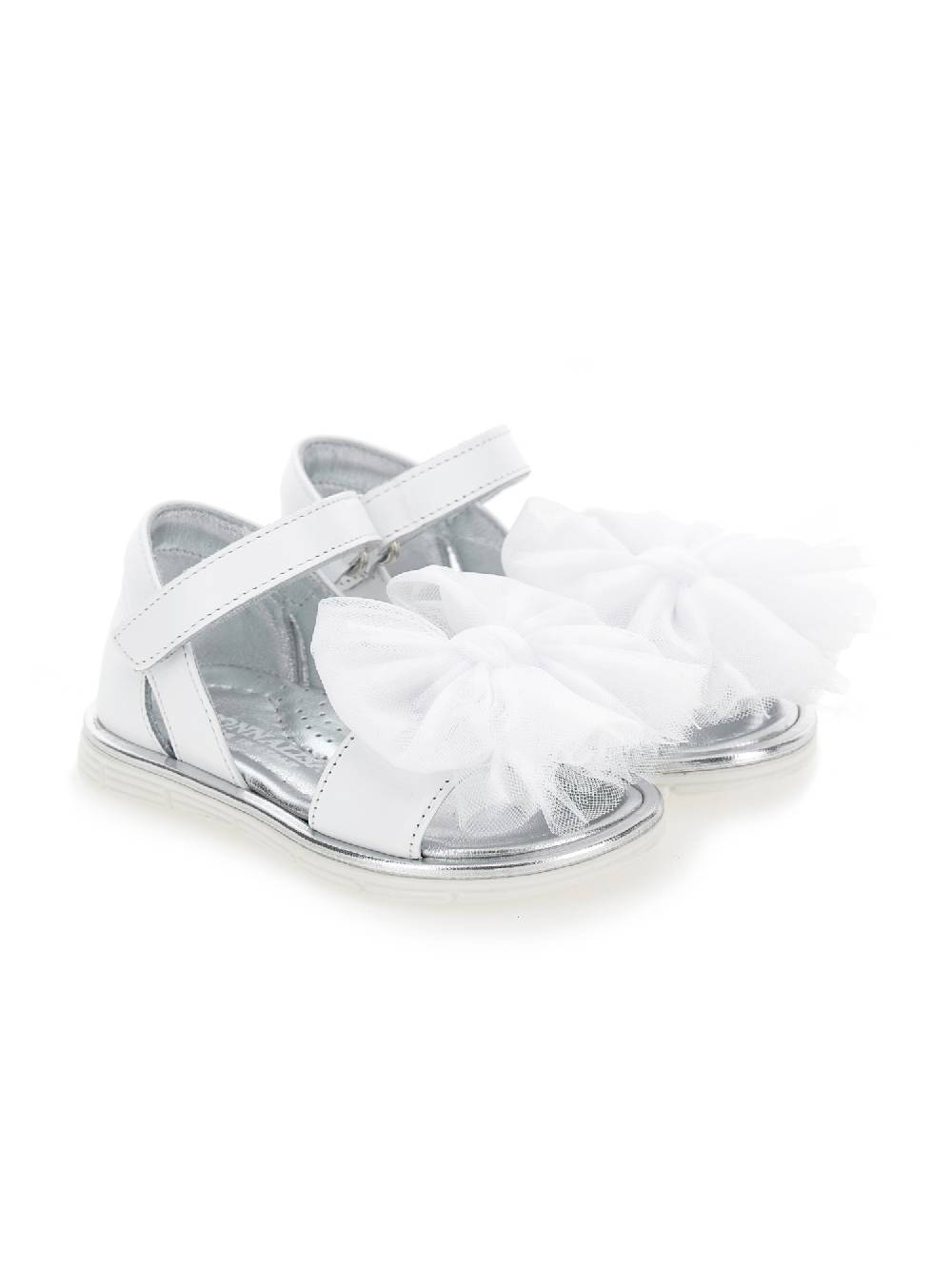Monnalisa Sandali pelle con fiocchi tulle Offerta