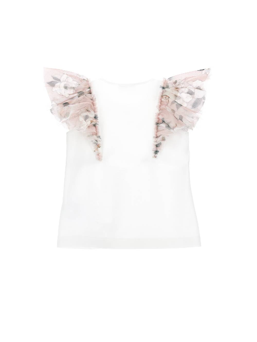 Monnalisa T-shirt jersey con galette a fiori Consegna Veloce