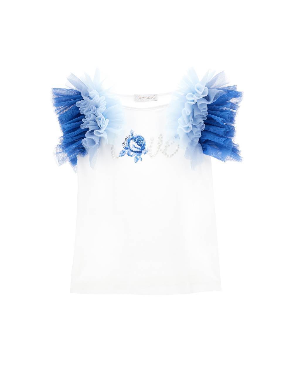 Monnalisa T-shirt jersey con galette e LOVE