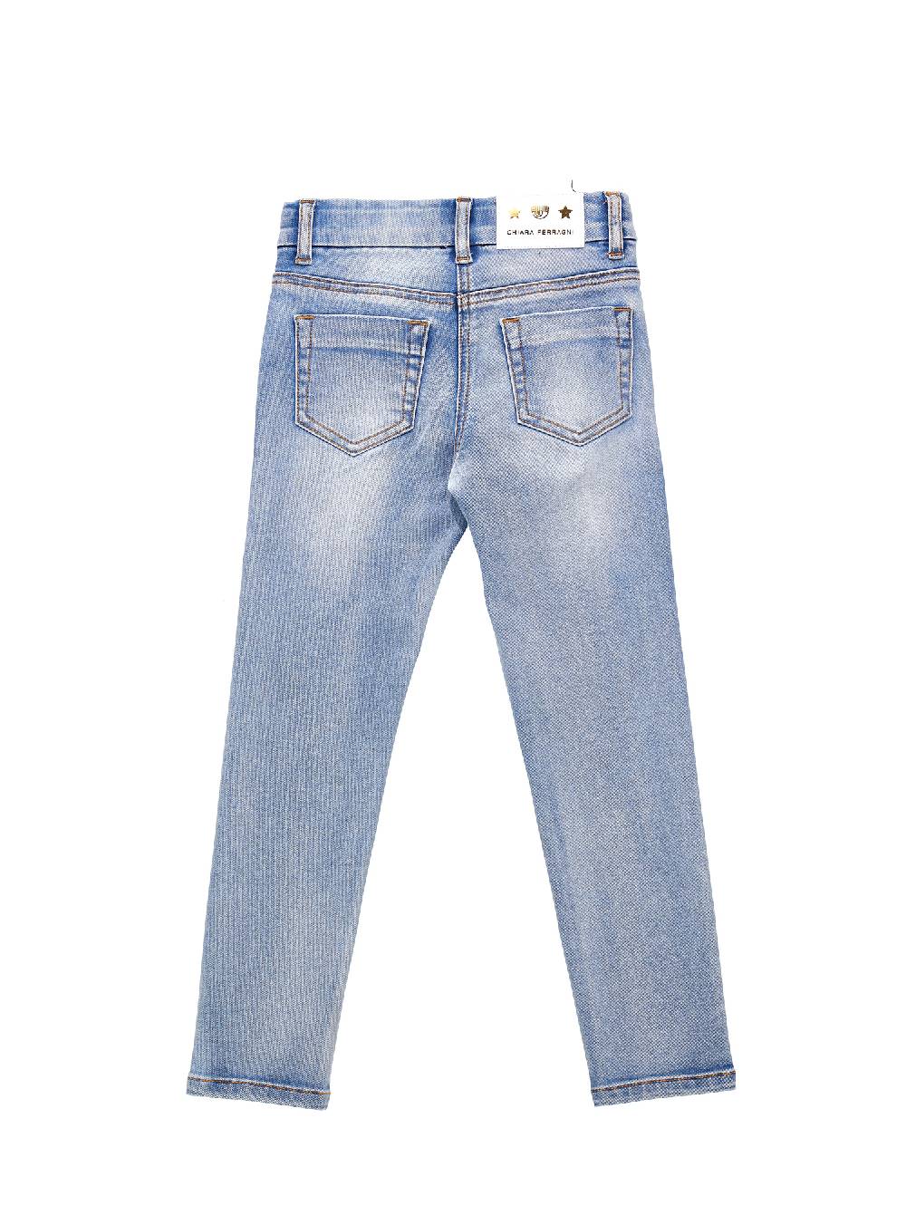 Monnalisa Jeans denim ricamo Logomania all over Spedizione Gratuita