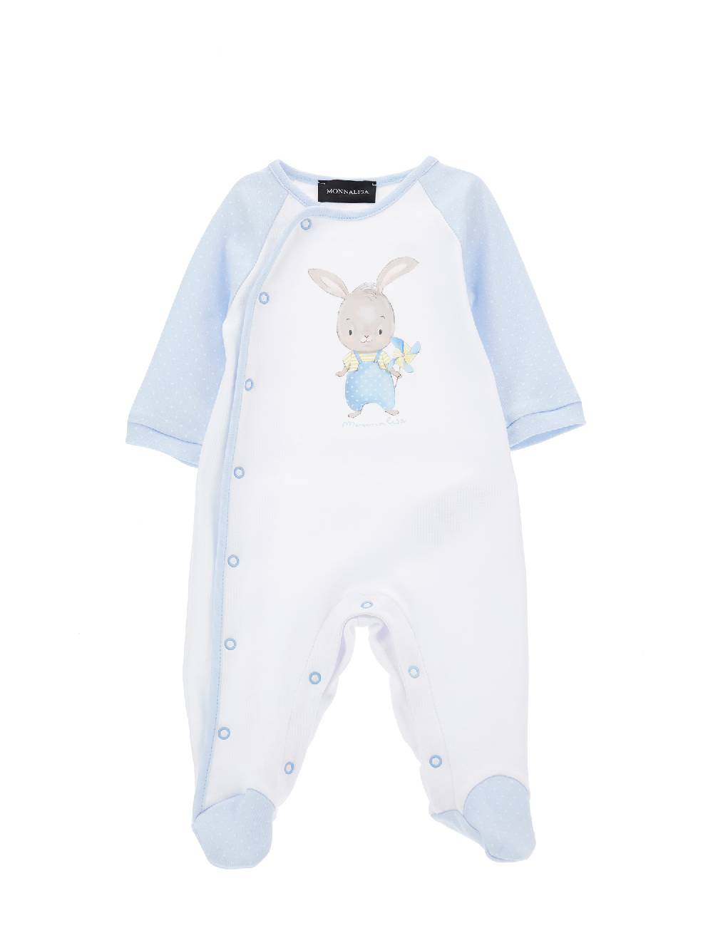 Monnalisa Tutina cotone bicolore con coniglietto