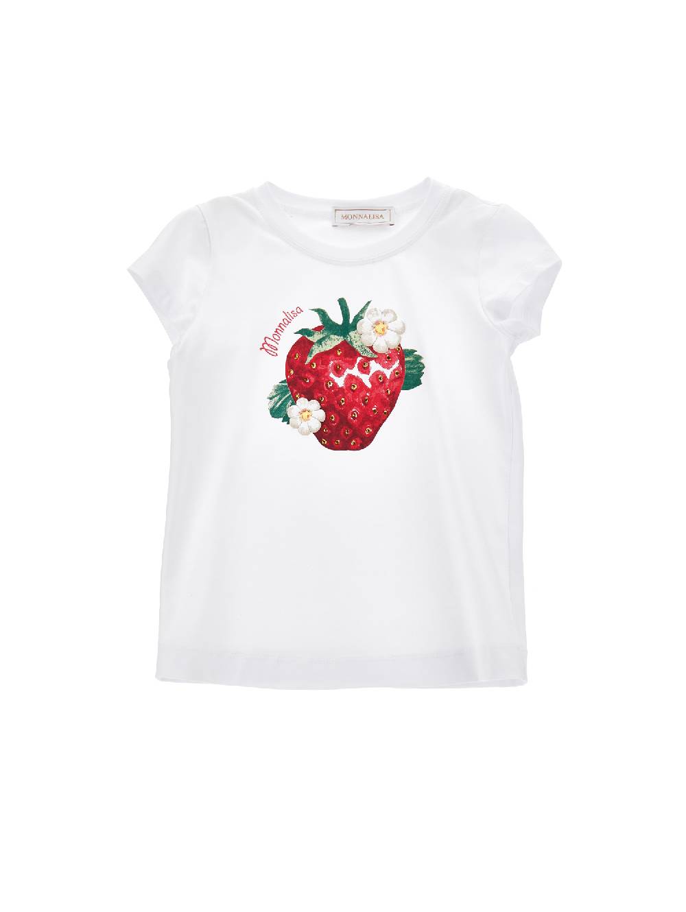 Monnalisa T-shirt jersey fragola con strass Offerta