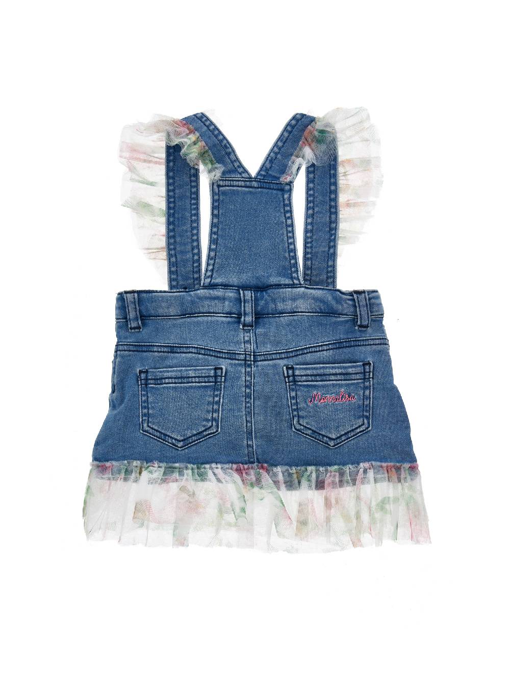 Monnalisa Salopette denim con ruches Sconti questo mese