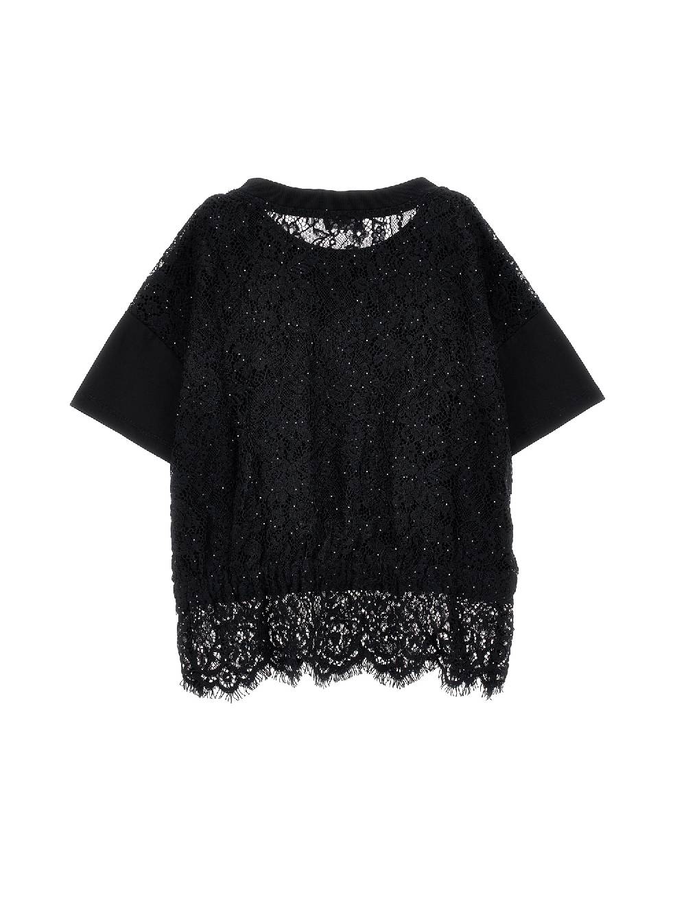 Monnalisa T-shirt cropped con pizzo Officina