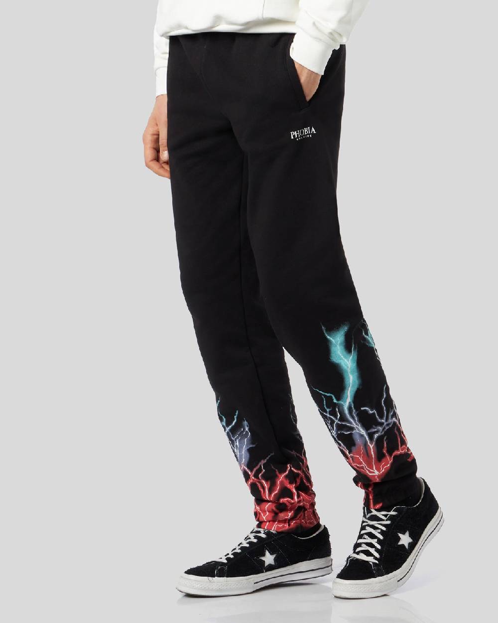 Phobia Archive PANTALONCINO NERO CON STAMPA FULMINE BI-COLORE ROSSO E BLU Vendite stagionali