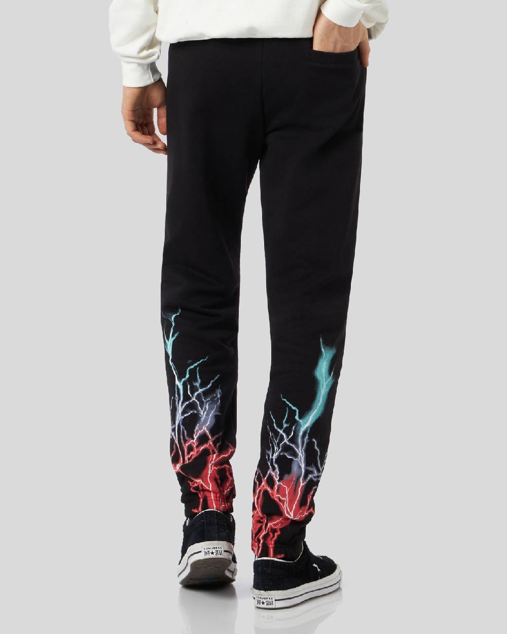 Phobia Archive PANTALONCINO NERO CON STAMPA FULMINE BI-COLORE ROSSO E BLU Vendite stagionali