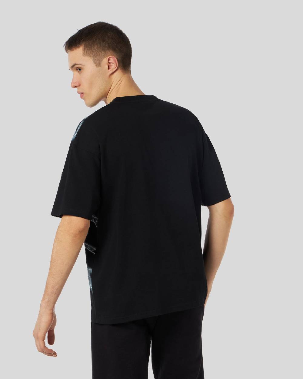 Phobia Archive T-SHIRT NERA CON FULMINI LATERALI BIANCHI Promozione