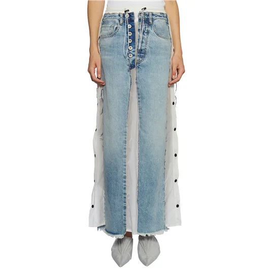 BEN TAVERNITI UNRAVEL GONNA LUNGA IN DENIM E NYLON Sconto