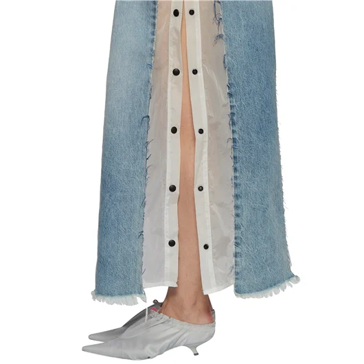 BEN TAVERNITI UNRAVEL GONNA LUNGA IN DENIM E NYLON Sconto