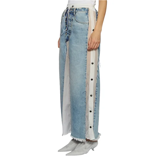 BEN TAVERNITI UNRAVEL GONNA LUNGA IN DENIM E NYLON Sconto