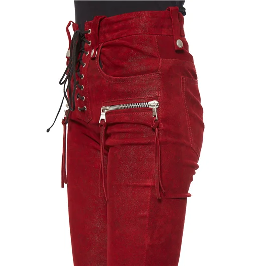 BEN TAVERNITI UNRAVEL PANTALONI IN PELLE STRETCH LACEUP Nuovo