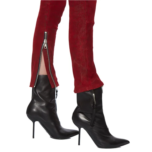 BEN TAVERNITI UNRAVEL PANTALONI IN PELLE STRETCH LACEUP Nuovo