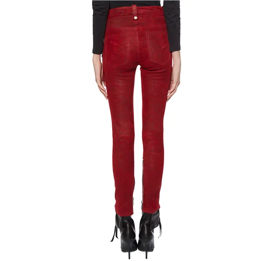 BEN TAVERNITI UNRAVEL PANTALONI IN PELLE STRETCH LACEUP Nuovo