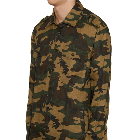 DANIELE ALESSANDRINI CAMICIA CAMOUFLAGE IN LINO Italia