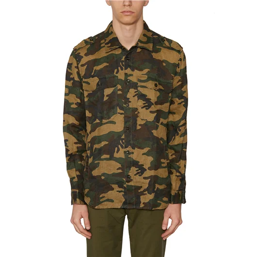 DANIELE ALESSANDRINI CAMICIA CAMOUFLAGE IN LINO Italia