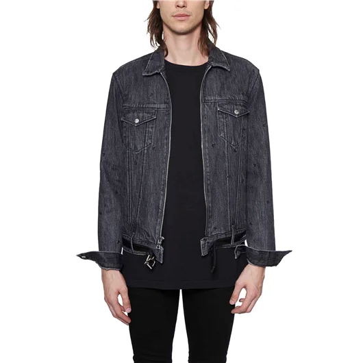 RTA GIUBBOTTO IN DENIM CON CINTURINO IN PELLE 50% di sconto con spedizione gratuita