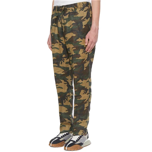 DANIELE ALESSANDRINI PANTALONE CAMOUFLAGE IN LINO Flash Sale