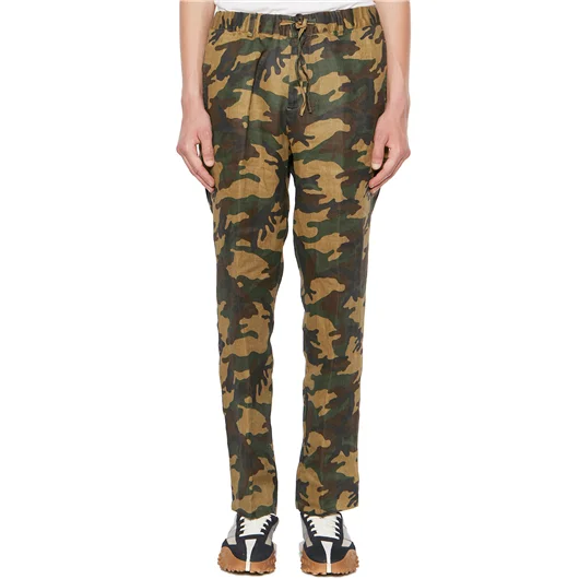 DANIELE ALESSANDRINI PANTALONE CAMOUFLAGE IN LINO Flash Sale