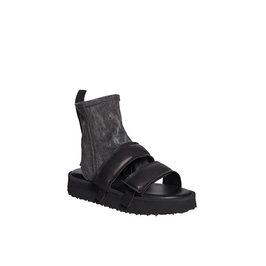 PURO SANDALO IN PELLE E DENIM Offerta
