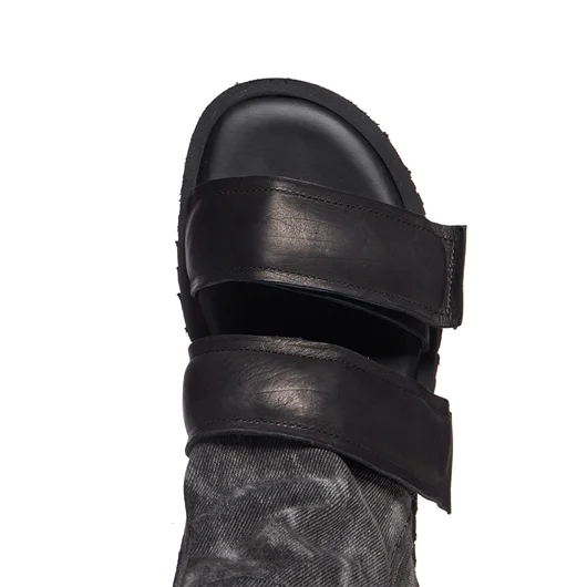 PURO SANDALO IN PELLE E DENIM Offerta