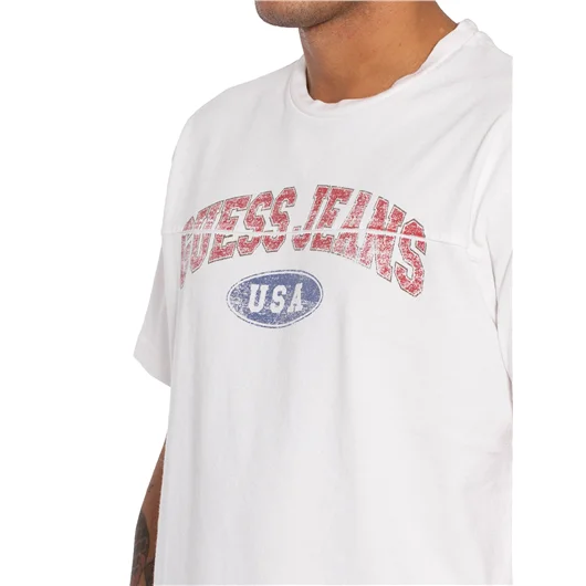 GUESS USA T-SHIRT GIROCOLLO IN COTONE Offerta per la Festa della Mamma