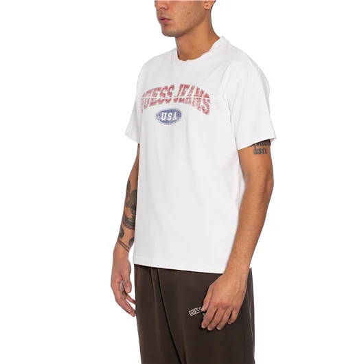GUESS USA T-SHIRT GIROCOLLO IN COTONE Offerta per la Festa della Mamma