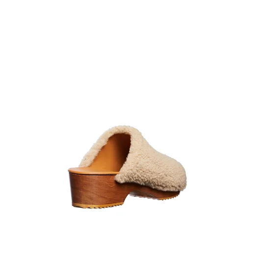 FIGURE DECORATIVE ZOCCOLI IN SHEARLING E LEGNO Vendita