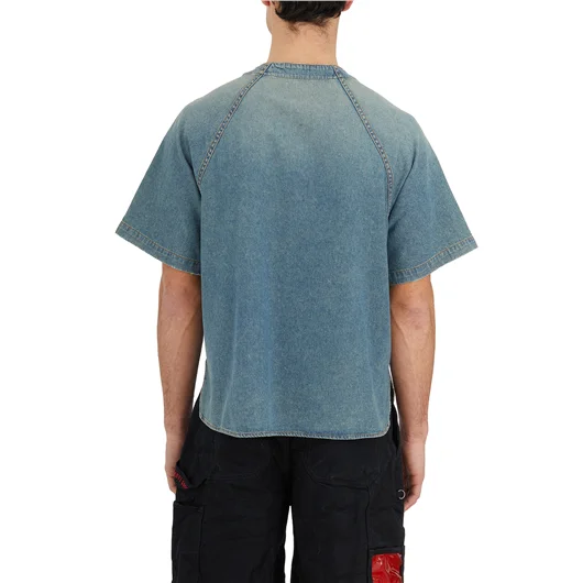 RHUDE CAMICIA BASEBALL IN DENIM Spedizione Gratuita