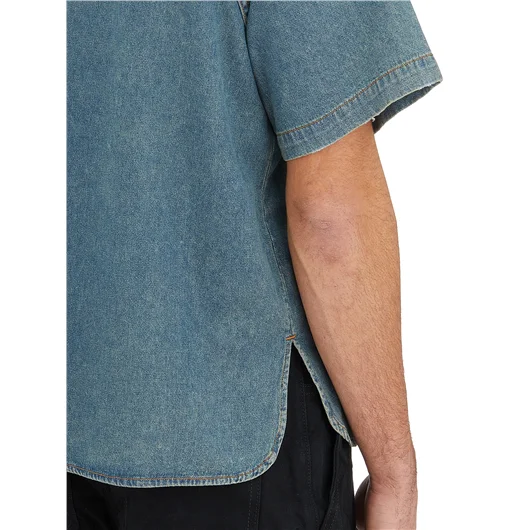 RHUDE CAMICIA BASEBALL IN DENIM Spedizione Gratuita