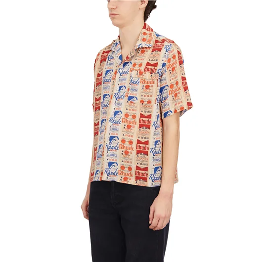 RHUDE CAMICIA STAMPATA IN SETA Vendita Economica