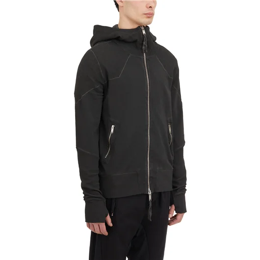 THOM KROM FELPA CON CAPPUCCIO E ZIP Sostegno trimestrale