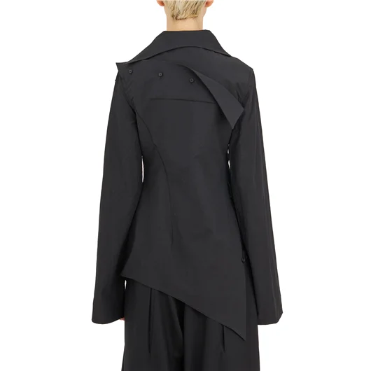 YEHUAFAN CAMICIA ASIMMETRICA IN COTONE Black Friday Prezzi