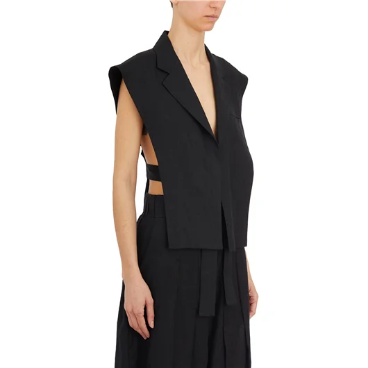 NU GILET IN LINO TAGLIO GIACCA In Saldo