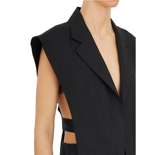 NU GILET IN LINO TAGLIO GIACCA In Saldo