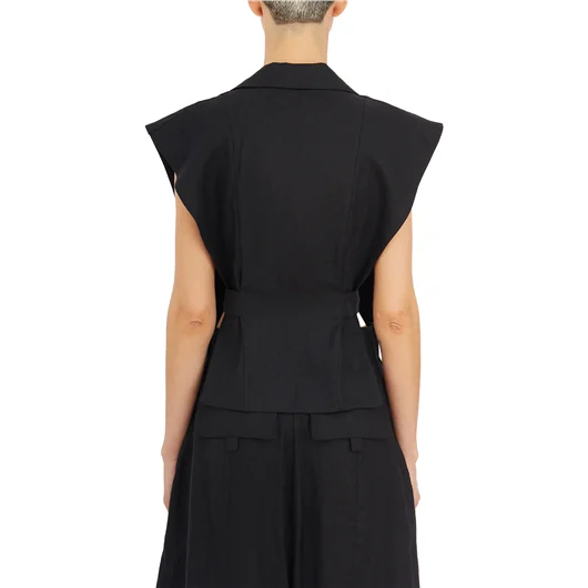 NU GILET IN LINO TAGLIO GIACCA In Saldo