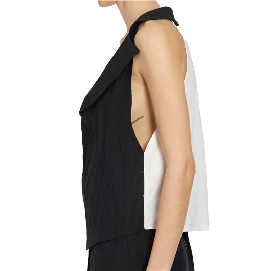 NOSTRASANTISSIMA GILET IN LINO CON REVER Spedizione gratuita