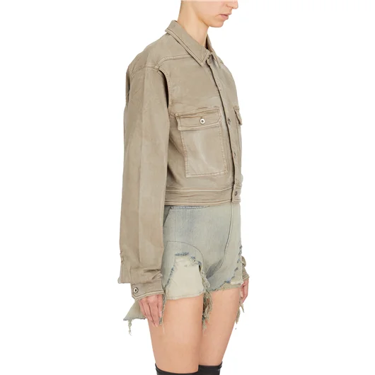RICK OWENS DRKSHDW GIACCA IN DENIM CAPE SLEEVE CROPPED OUTERSHIRT Offerta esclusiva