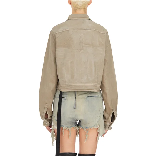 RICK OWENS DRKSHDW GIACCA IN DENIM CAPE SLEEVE CROPPED OUTERSHIRT Offerta esclusiva