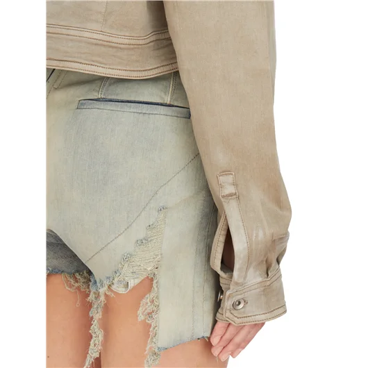 RICK OWENS DRKSHDW GIACCA IN DENIM CAPE SLEEVE CROPPED OUTERSHIRT Offerta esclusiva