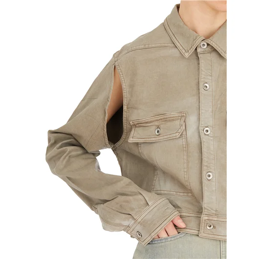 RICK OWENS DRKSHDW GIACCA IN DENIM CAPE SLEEVE CROPPED OUTERSHIRT Offerta esclusiva