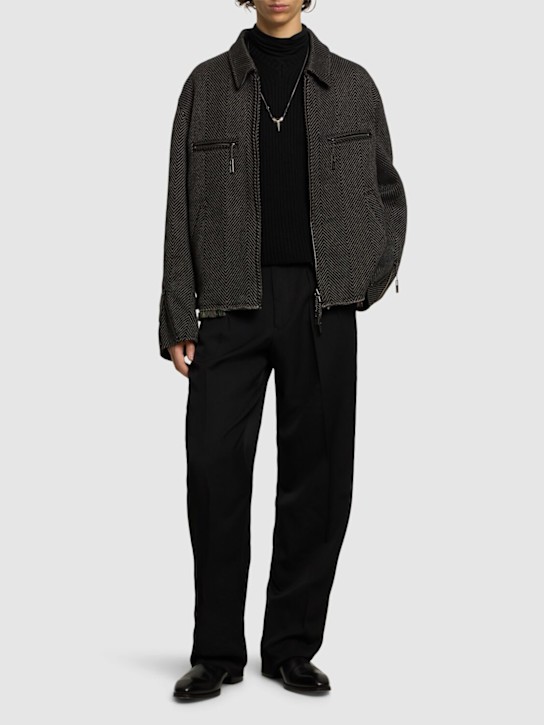 Luisaviaroma Pantaloni dritti in gabardina di lana con pinces Negozio online di fabbrica