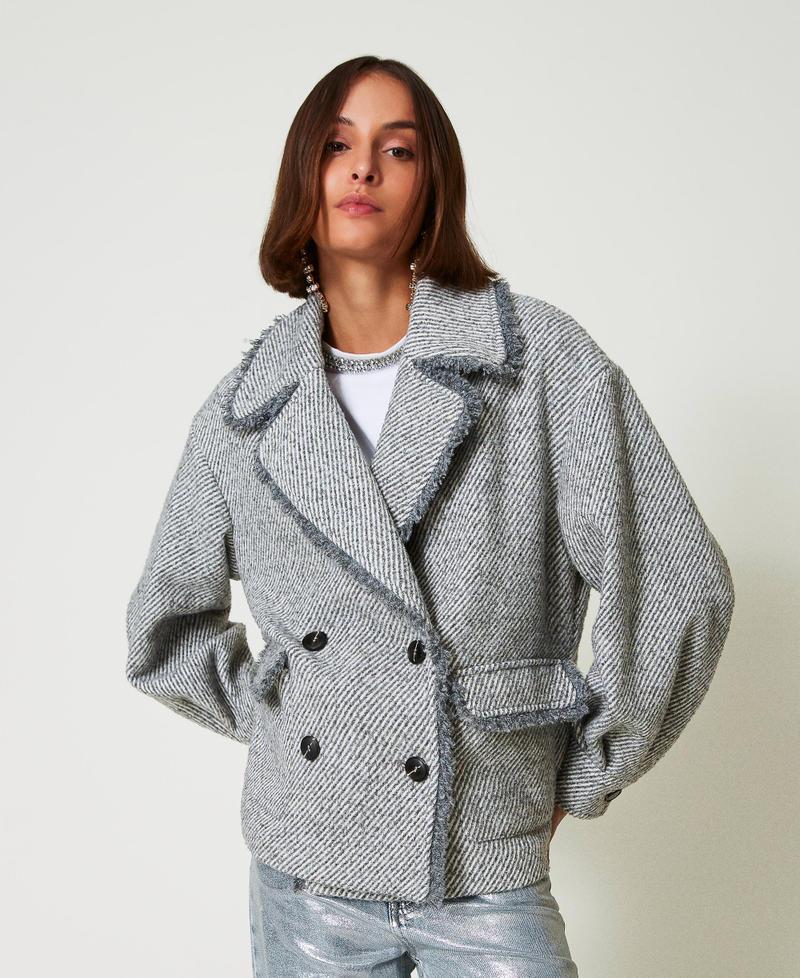 Scee by twin set Caban doppiopetto in panno bicolor Saldi