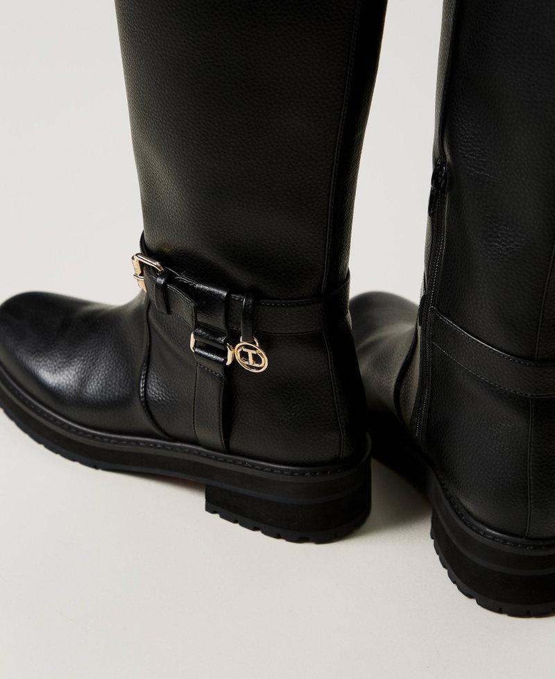 Scee by twin set Stivali biker in pelle con Oval T Fornitura limitata