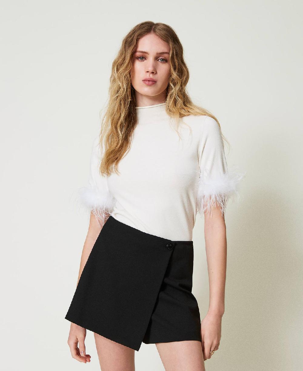 Scee by twin set Maglia lupetto con piume Prezzo Ridotto