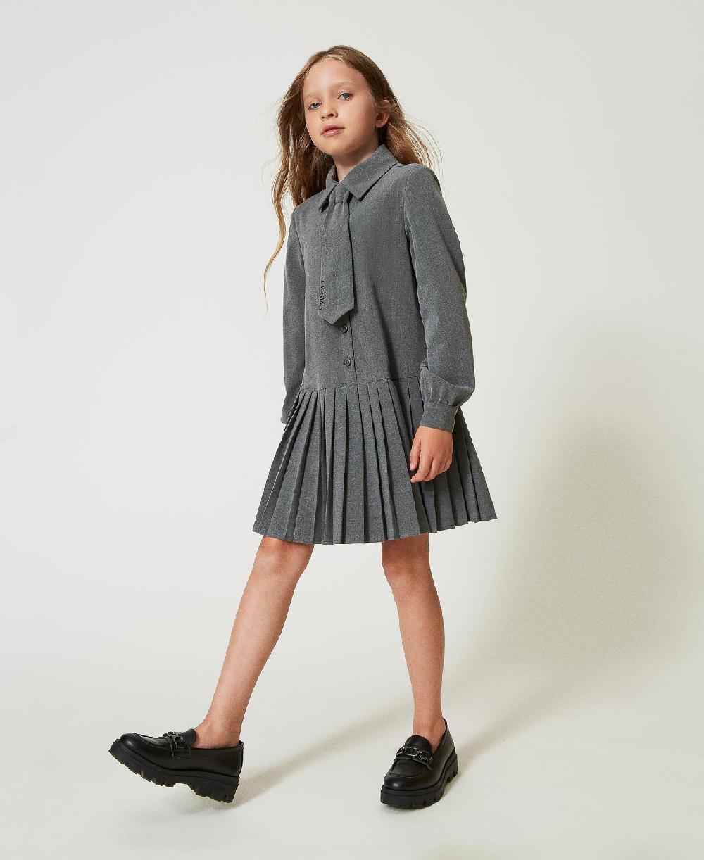 Scee by twin set Abito corto in flanella con cravatta Comprane uno, ottenene uno gratis