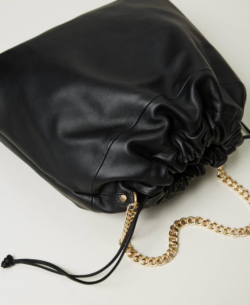 Scee by twin set Borsa shopper grande in pelle con coulisse Novità