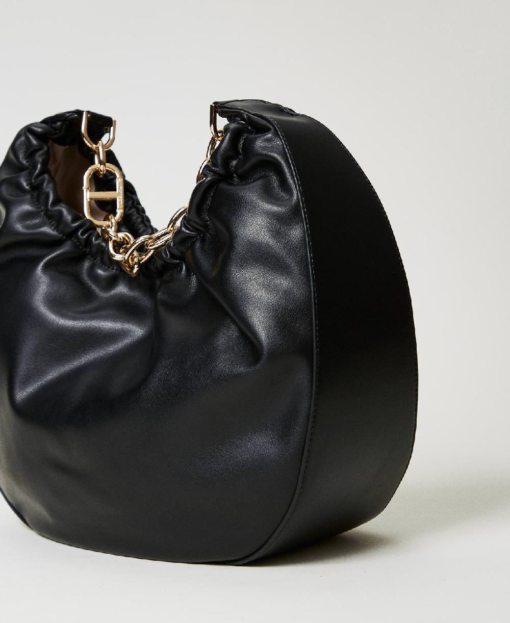Scee by twin set Borsa hobo ‘Croissant’ con arricciatura e Oval T Sconto