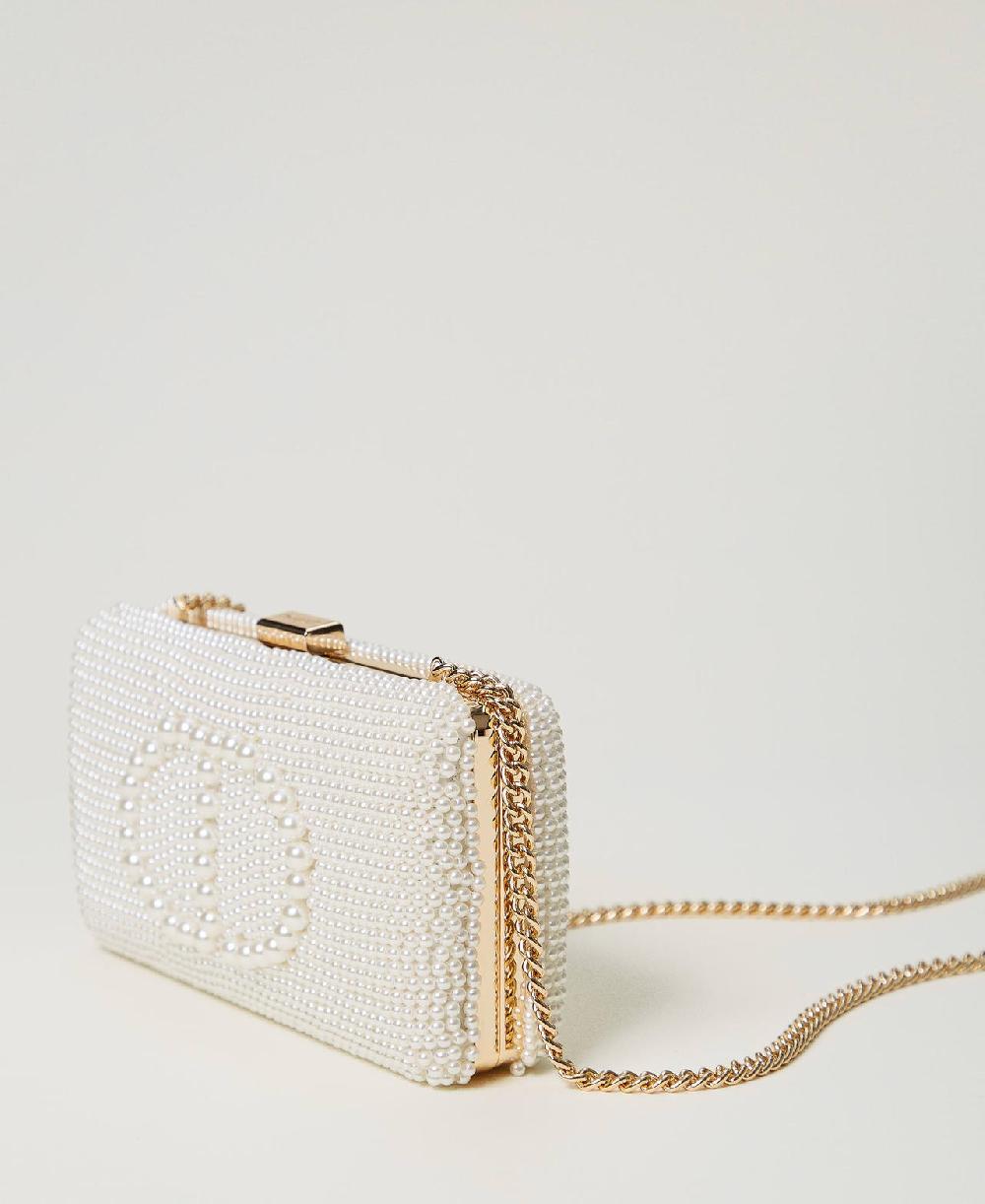Scee by twin set Clutch con perle e Oval T In Vendita